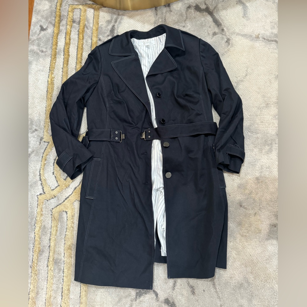 TAHARI dark blue long women’s jacket/trench jacket with belt size 14w